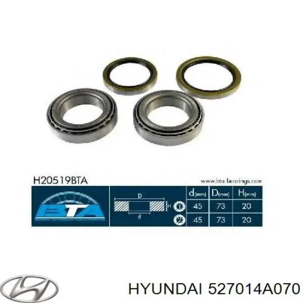 Lożysko piasty tylnej Hyundai/Kia 527014A070 cena, od 53,74 USD