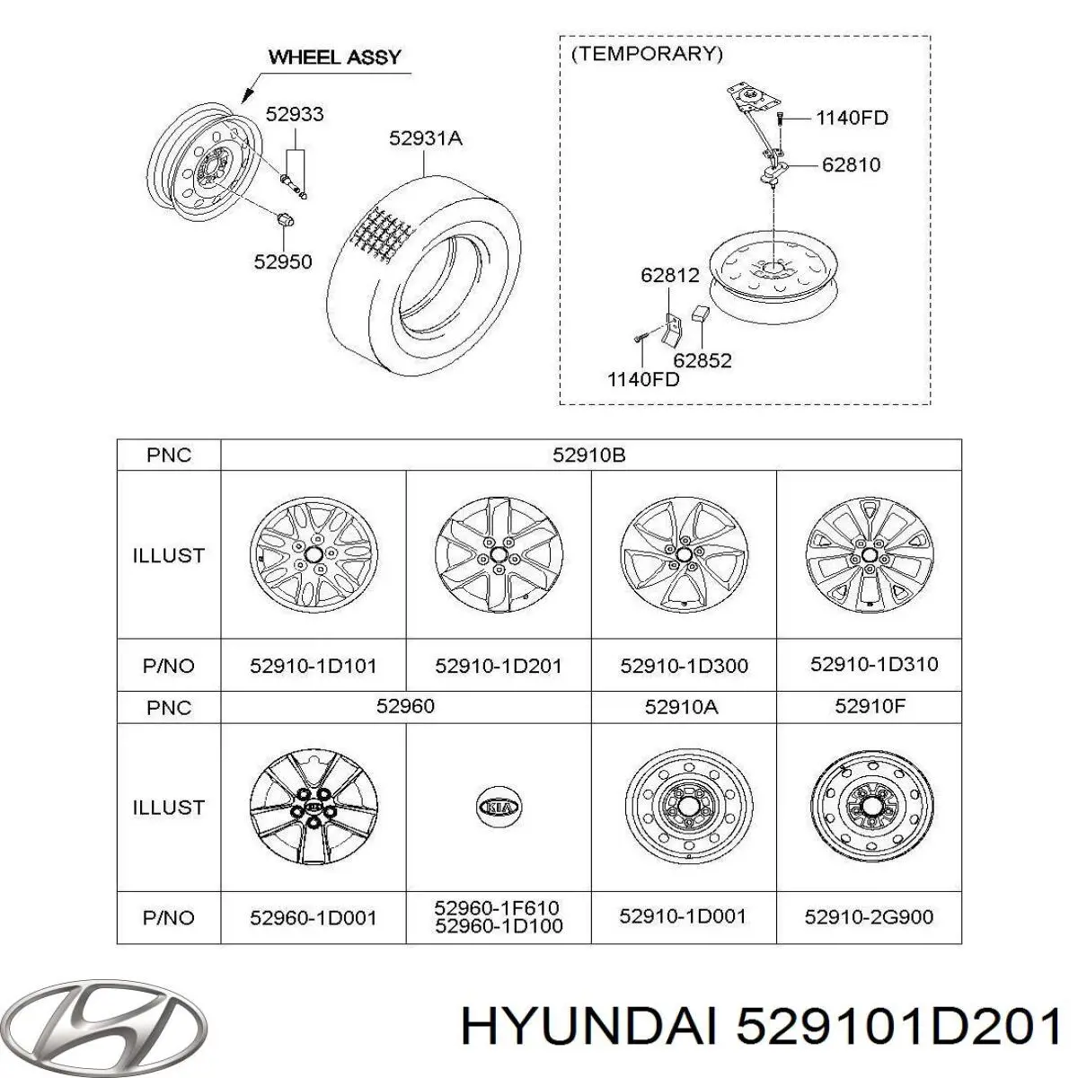 Felgi kół odlewane (lekkostopowe, tytanowe) Hyundai/Kia 529101D201 cena, od 92,70 USD