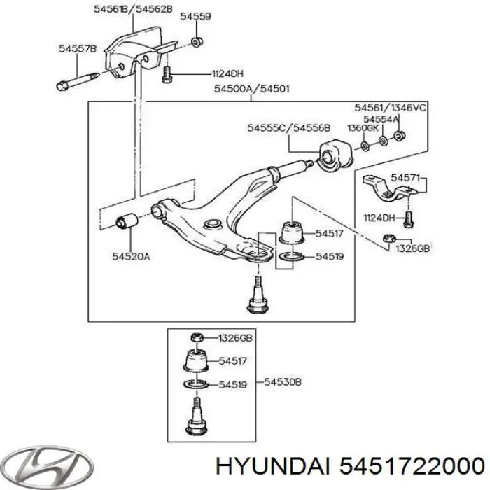 Osłona sworznia wahacza dolnego = osłona sworznia zwrotnicy dolnego  (dwie nazwy) Hyundai/Kia 5451722000 cena, od 5,13 USD