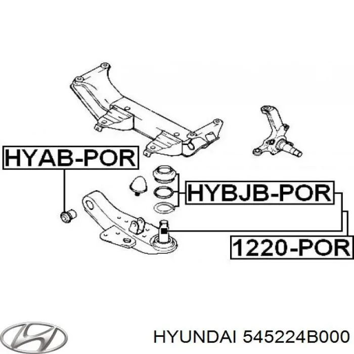 Do koszyka 545224B000 Hyundai/Kia Silentblock przedniego wahacza dolnego