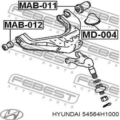 Do koszyka 54564H1000 Hyundai/Kia Silentblock przedniego wahacza dolnego