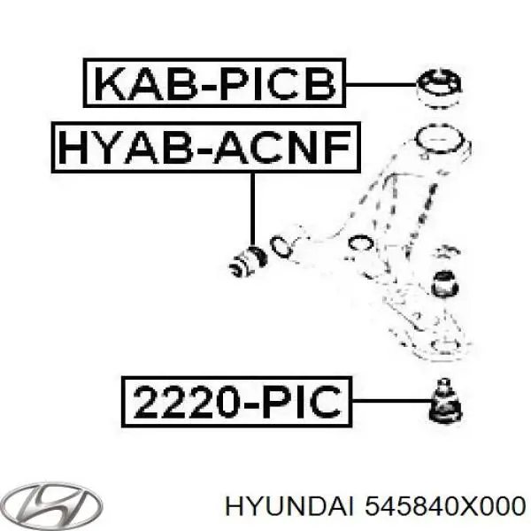 Do koszyka 545840X000 Hyundai/Kia Silentblock przedniego wahacza dolnego