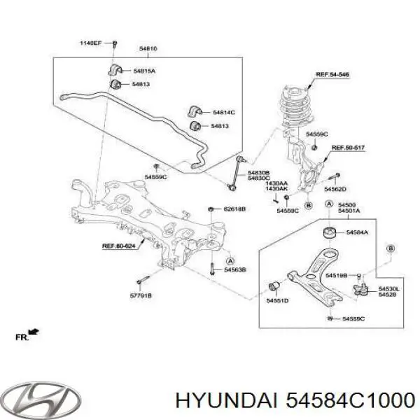 Silentblock przedniego wahacza dolnego Hyundai/Kia 54584C1000 cena, od 15,86 USD