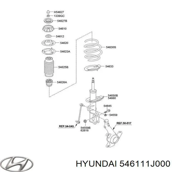 Do koszyka 546111J000 Hyundai/Kia Poduszka amortyzatora przedniego