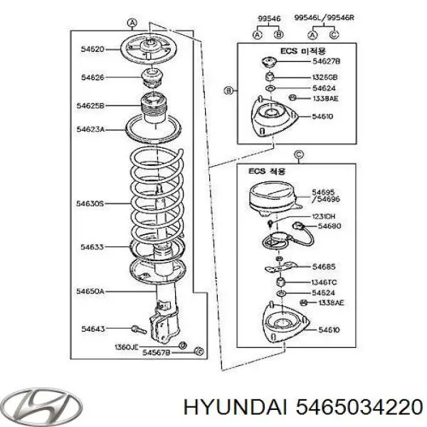 Amortyzator przedni 5465034220 Hyundai/Kia