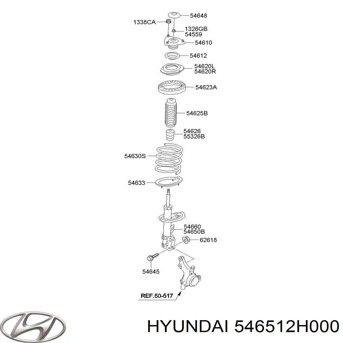Amortyzator przedni lewy 546512H000 Hyundai/Kia