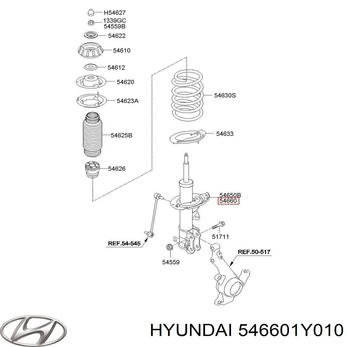 546601Y010 Hyundai/Kia Amortyzator przedni prawy