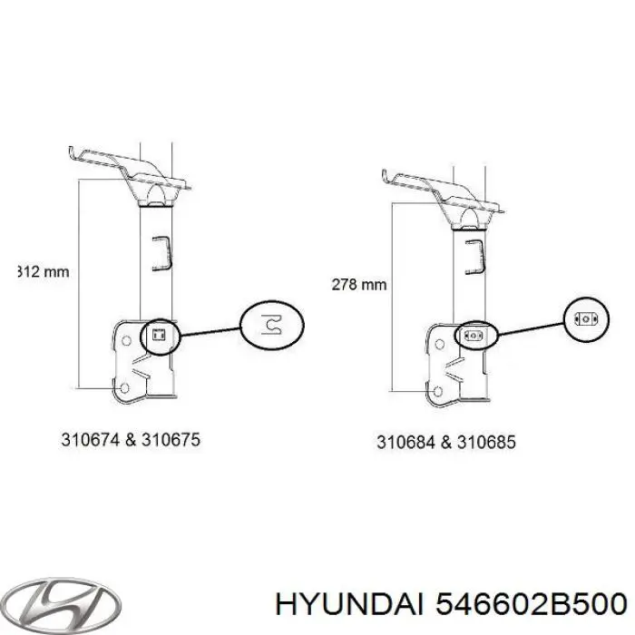 Do koszyka 546602B500 Hyundai/Kia Amortyzator przedni prawy