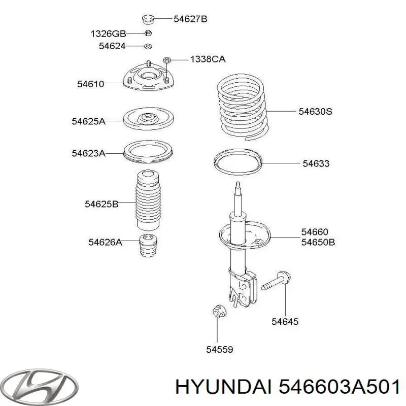 Do koszyka 546603A501 Hyundai/Kia Amortyzator przedni prawy
