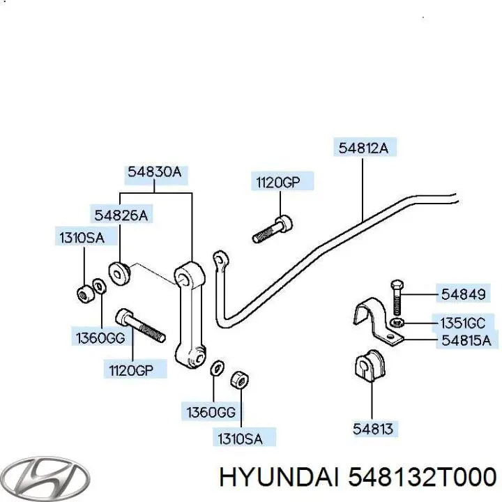 Do koszyka 548132T000 Hyundai/Kia Tuleja stabilizatora przedniego