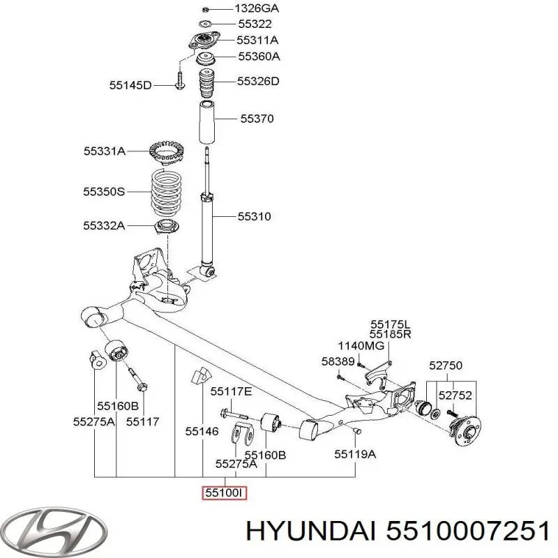 5510007250 Hyundai/Kia Korpus osi tylnej