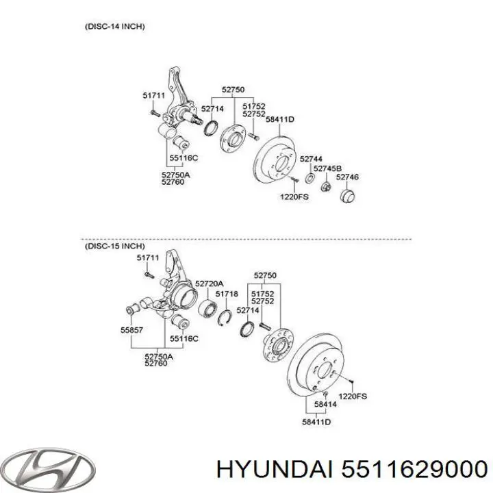 Do koszyka 5511629000 Hyundai/Kia Silentblock czopu tylnego