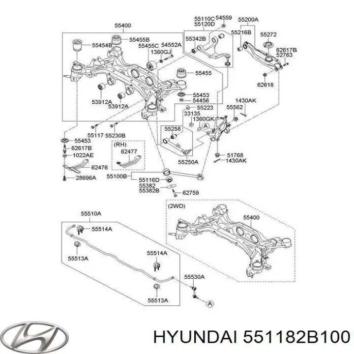 Silentblock tylnego wahacza podłużnego tyłny Hyundai/Kia 551182B100 cena, od 13,69 USD
