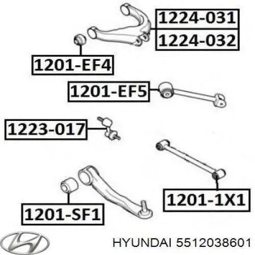 Do koszyka 5512038601 Hyundai/Kia Wahacz  zawieszenia tylnego górny prawy