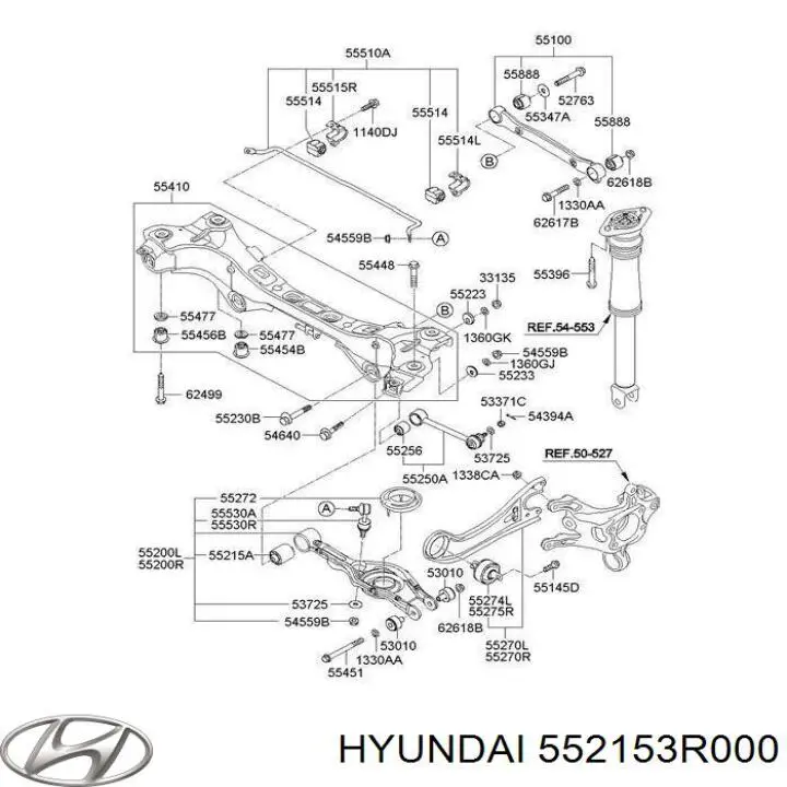 Silentblock wahacza poprzecznego tylnego wewnętrzny Hyundai/Kia 552153R000 cena, od 10,34 USD