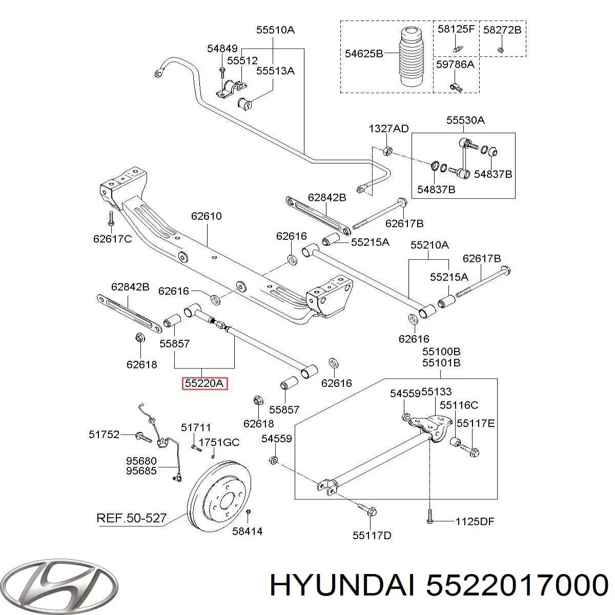 Wahacz zawieszenia tylnego dolny lewy/prawy Hyundai/Kia 5522017000 cena, od 51,08 USD