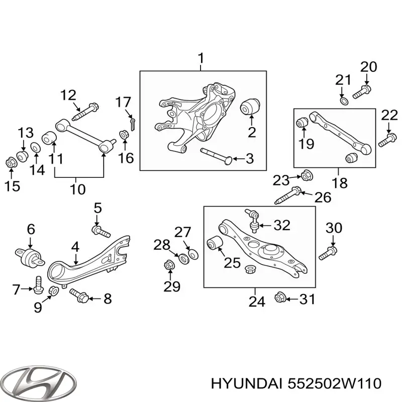 Drążek poprzeczny zawieszenia tylnego 552502W110 Hyundai/Kia