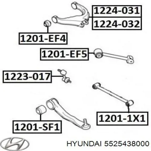 Do koszyka 5525438000 Hyundai/Kia Silentblock tylnego drążka podłużnego