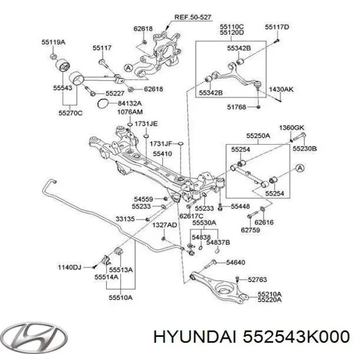 Silentblock tylnego wahacza poprzecznego Hyundai/Kia 552543K000 cena, od 7,50 USD