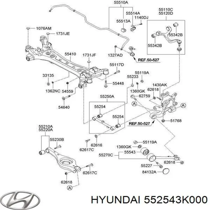 Do koszyka 552543K000 Hyundai/Kia Silentblock tylnego wahacza poprzecznego