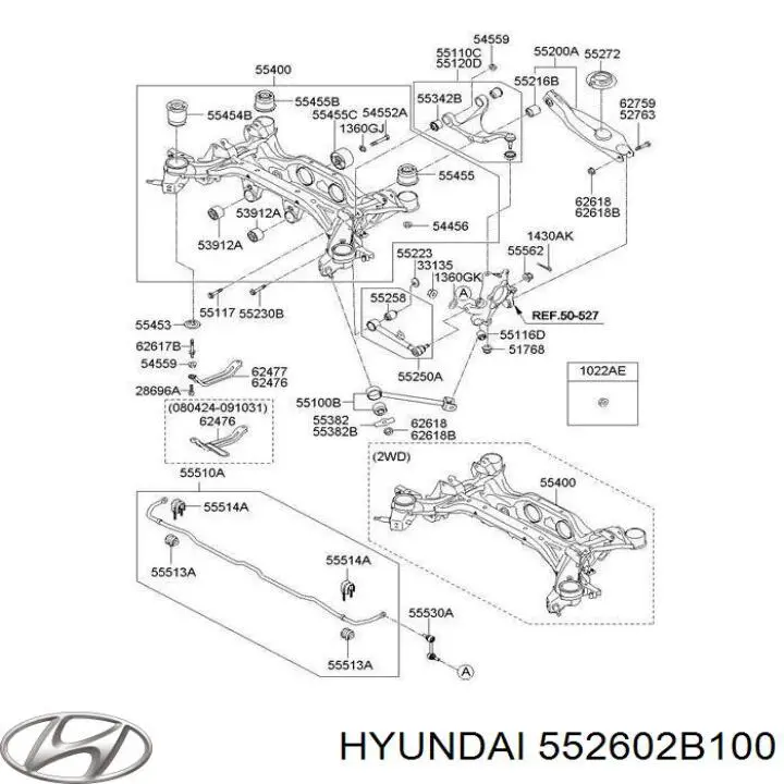 552602B100 Hyundai/Kia Śruba mocowania wahacza tylnego dolnego wewnętrzna