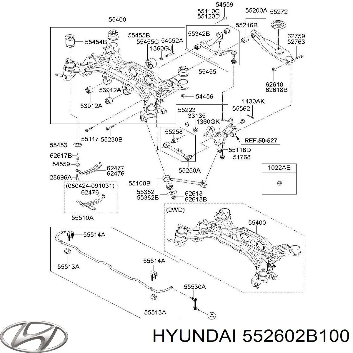 Do koszyka 552602B100 Hyundai/Kia Śruba mocowania wahacza tylnego dolnego wewnętrzna