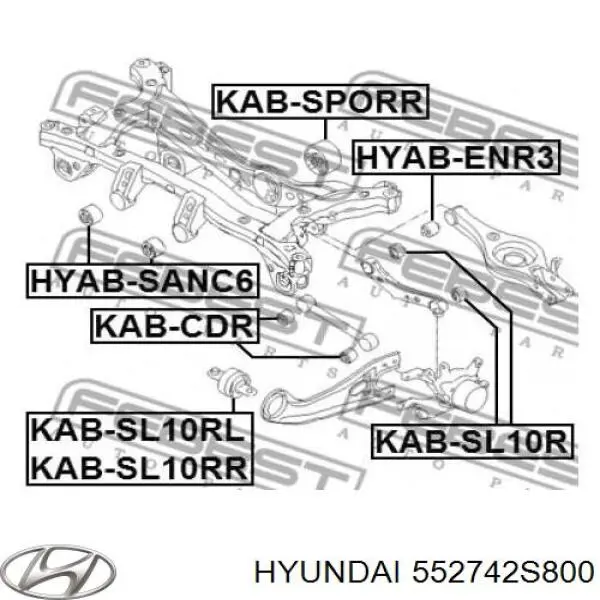 Do koszyka 552742S800 Hyundai/Kia Silentblock wahacza podłużnego tylnego dolnego