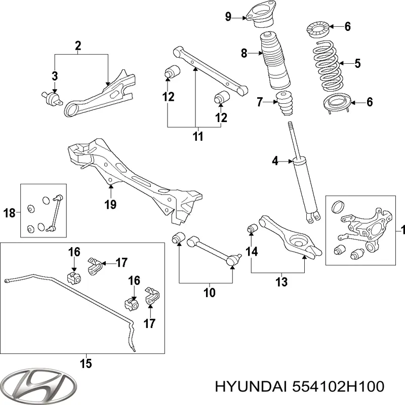 Korpus osi tylnej Hyundai/Kia 554102H100 cena, od 342,22 USD
