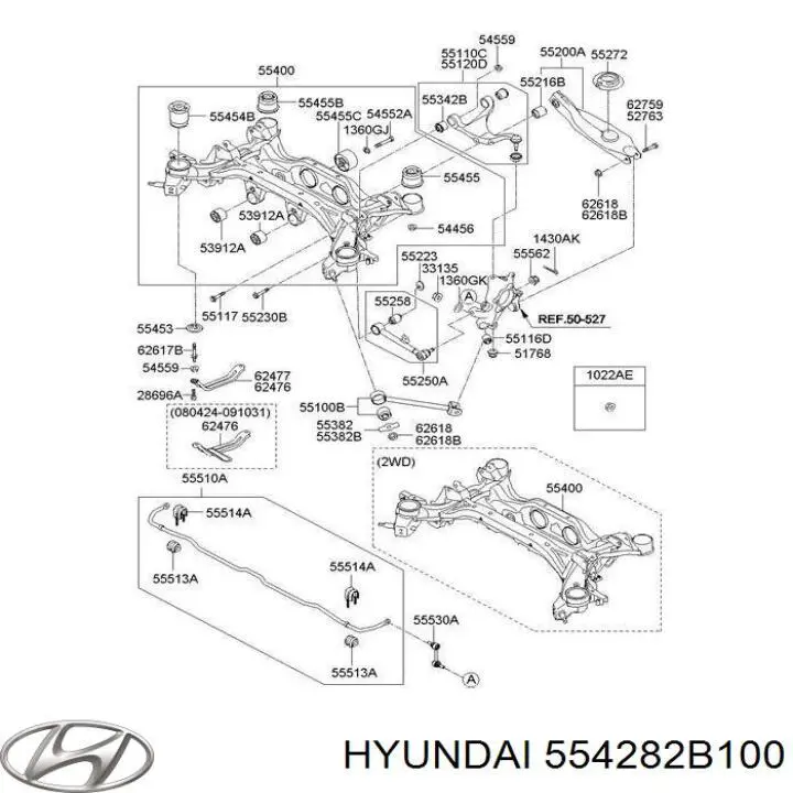 Do koszyka 554282B100 Hyundai/Kia Silentblock tylnej belki