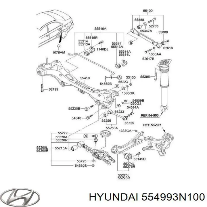 Silentblock wahacza poprzecznego tylnego zewnętrzny Hyundai/Kia 554993N100 cena, od 25,24 USD