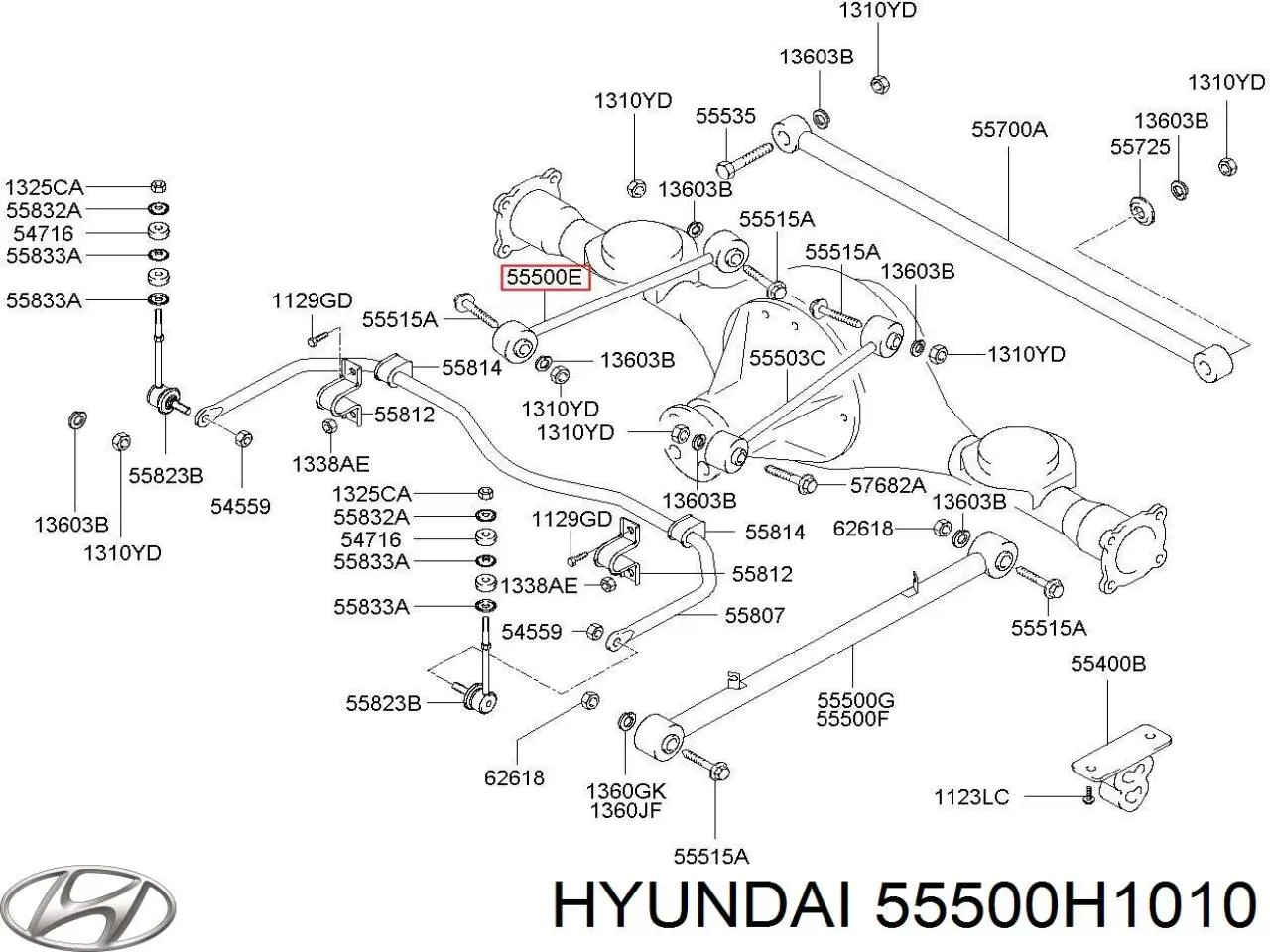 55500H1010 Hyundai/Kia Wahacz (drążek) tylnego zawieszenia podłużny dolny lewy/prawy