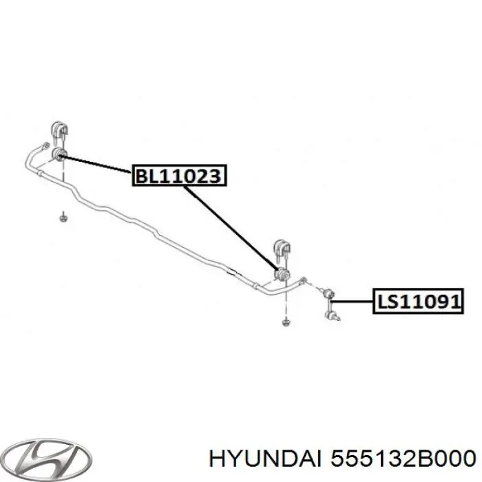 Do koszyka 555132B000 Hyundai/Kia Tuleja stabilizatora tylnego