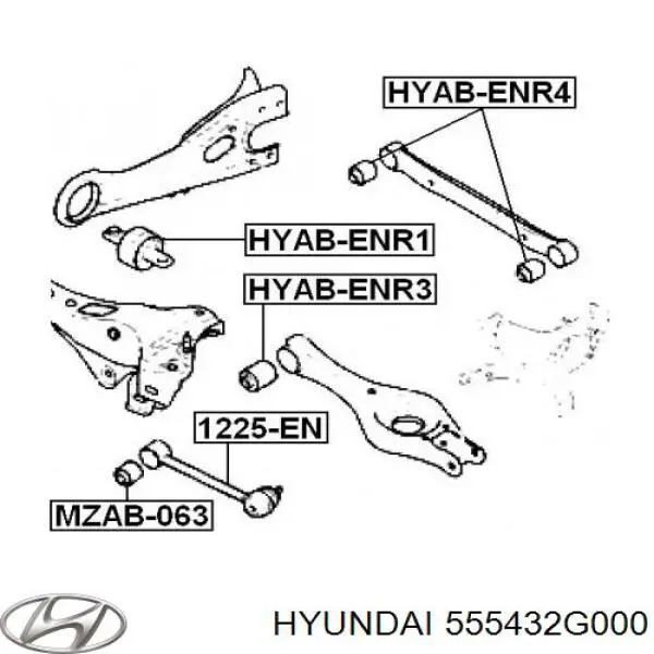 Silentblock tylnego wahacza podłużnego przedni Hyundai/Kia 555432G000 cena, od 24,33 USD