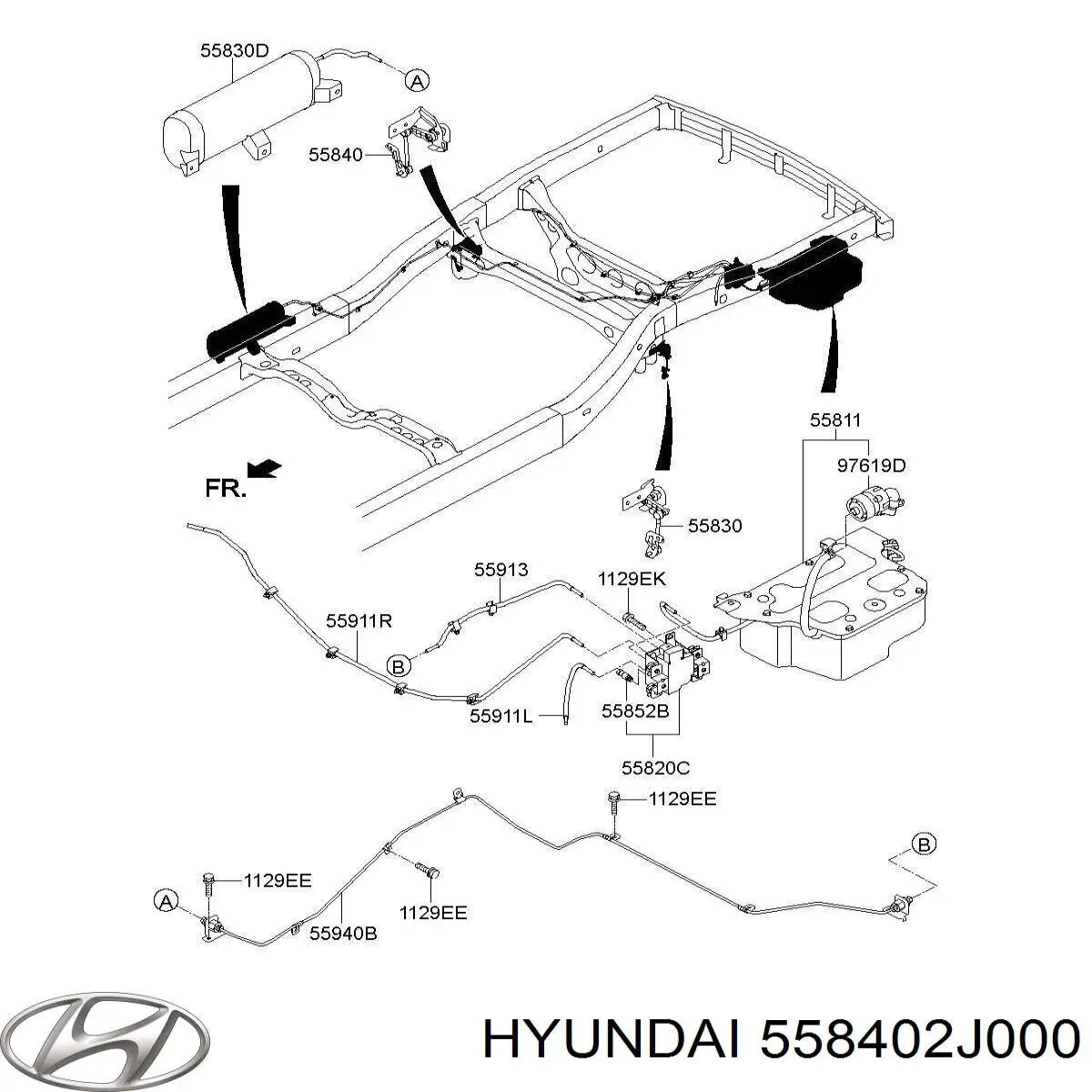 Czujnik poziomowania karoserii przedni lewy Hyundai/Kia 558402J000 cena, od 115,37 USD