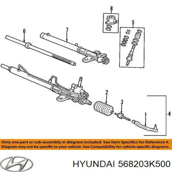 Do koszyka 568203K500 Hyundai/Kia Końcówka drążka kierowniczego zewnętrzna