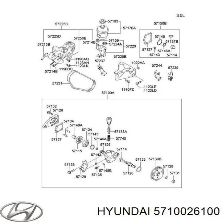 Do koszyka 5710026100 Hyundai/Kia Pompa wspomagania hydraulicznego kierownicy