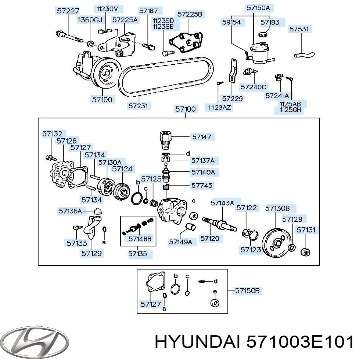 Pompa wspomagania hydraulicznego kierownicy Hyundai/Kia 571003E101 cena, od 96,01 USD