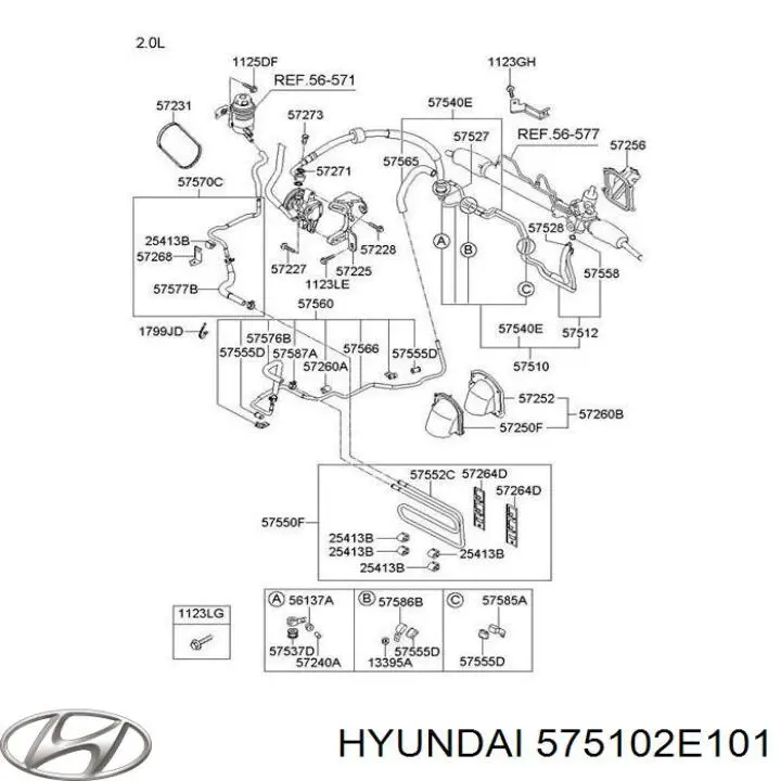 575102E100 Hyundai/Kia przewód hydraulicznego układu wspomagania wysokiego ciśnienia, od pompy do maglownicy (mechanizmu)