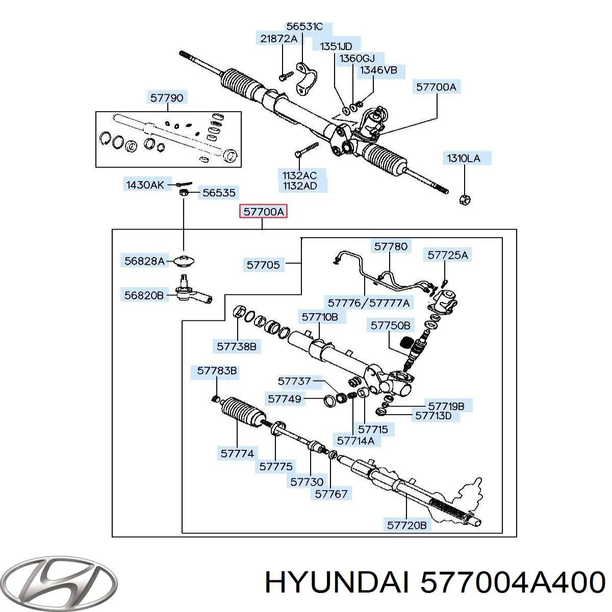 577004A400 Hyundai/Kia Listwa kierownicza (maglownica)