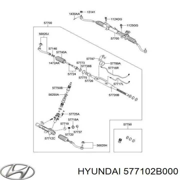 577102B000 Hyundai/Kia Listwa kierownicza (maglownica)