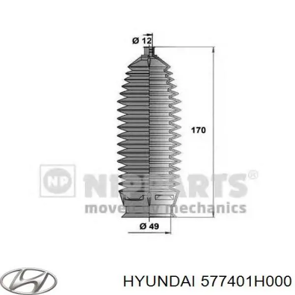 Do koszyka 577401H000 Hyundai/Kia Osłona mechanizmu kierowniczego (maglownicy)