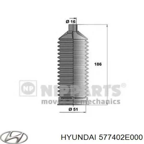 Do koszyka 577402E000 Hyundai/Kia Osłona mechanizmu kierowniczego (maglownicy)