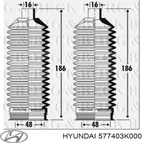 Do koszyka 577403K000 Hyundai/Kia Osłona mechanizmu kierowniczego (maglownicy)
