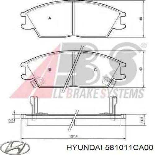 Klocki hamulcowe przednie tarczowe 581011CA00 Hyundai/Kia