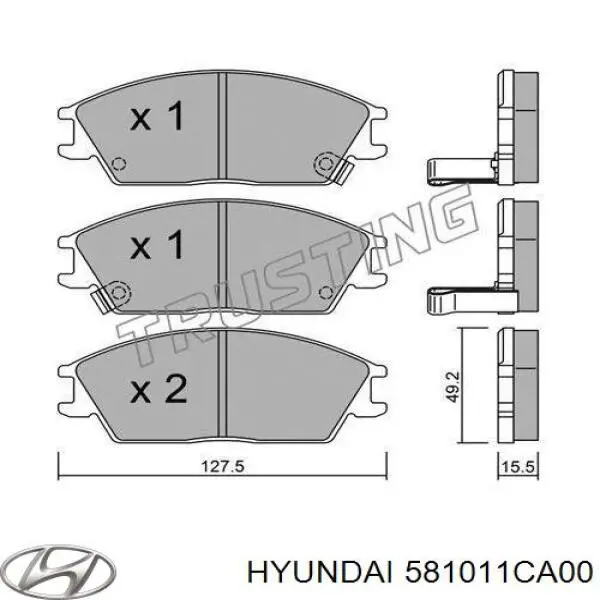 581011CA00 Hyundai/Kia Klocki hamulcowe przednie tarczowe