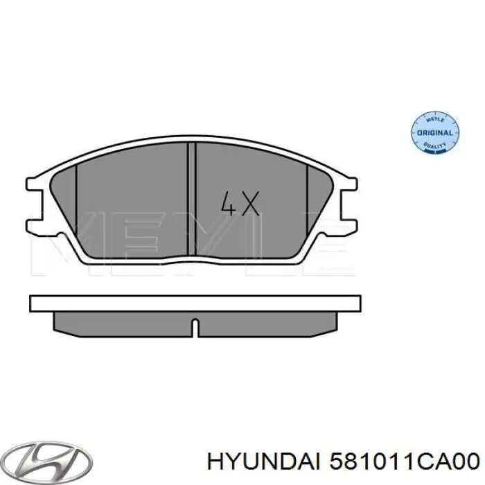 Do koszyka 581011CA00 Hyundai/Kia Klocki hamulcowe przednie tarczowe