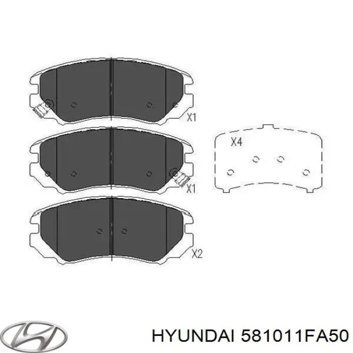 Klocki hamulcowe przednie tarczowe Hyundai/Kia 581011FA50