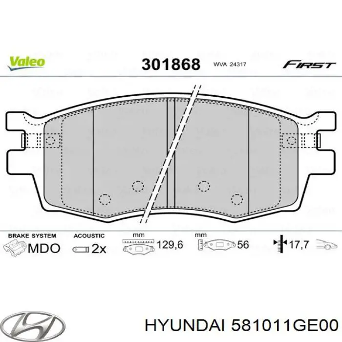 Klocki hamulcowe przednie tarczowe Hyundai/Kia 581011GE00 cena, od 16,30 USD
