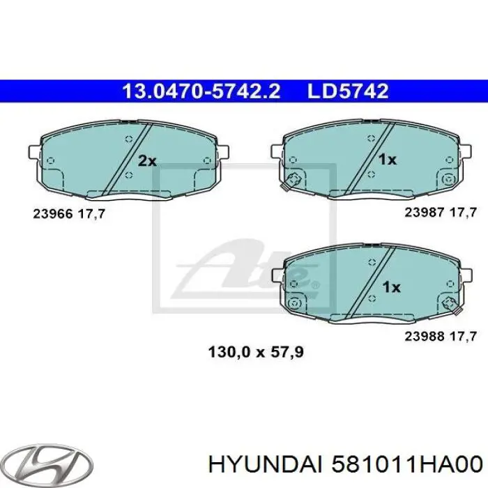 Do koszyka 581011HA00 Hyundai/Kia Klocki hamulcowe przednie tarczowe