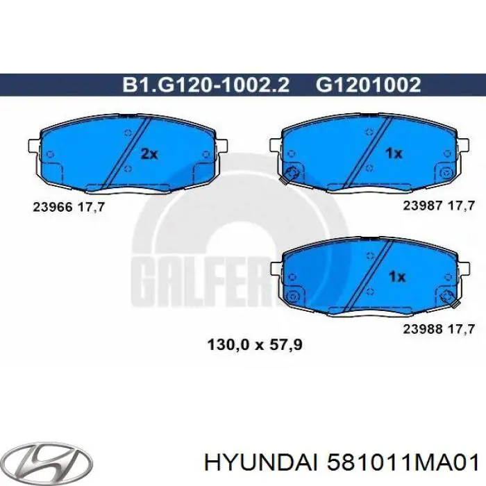 Do koszyka 581011MA01 Hyundai/Kia Klocki hamulcowe przednie tarczowe